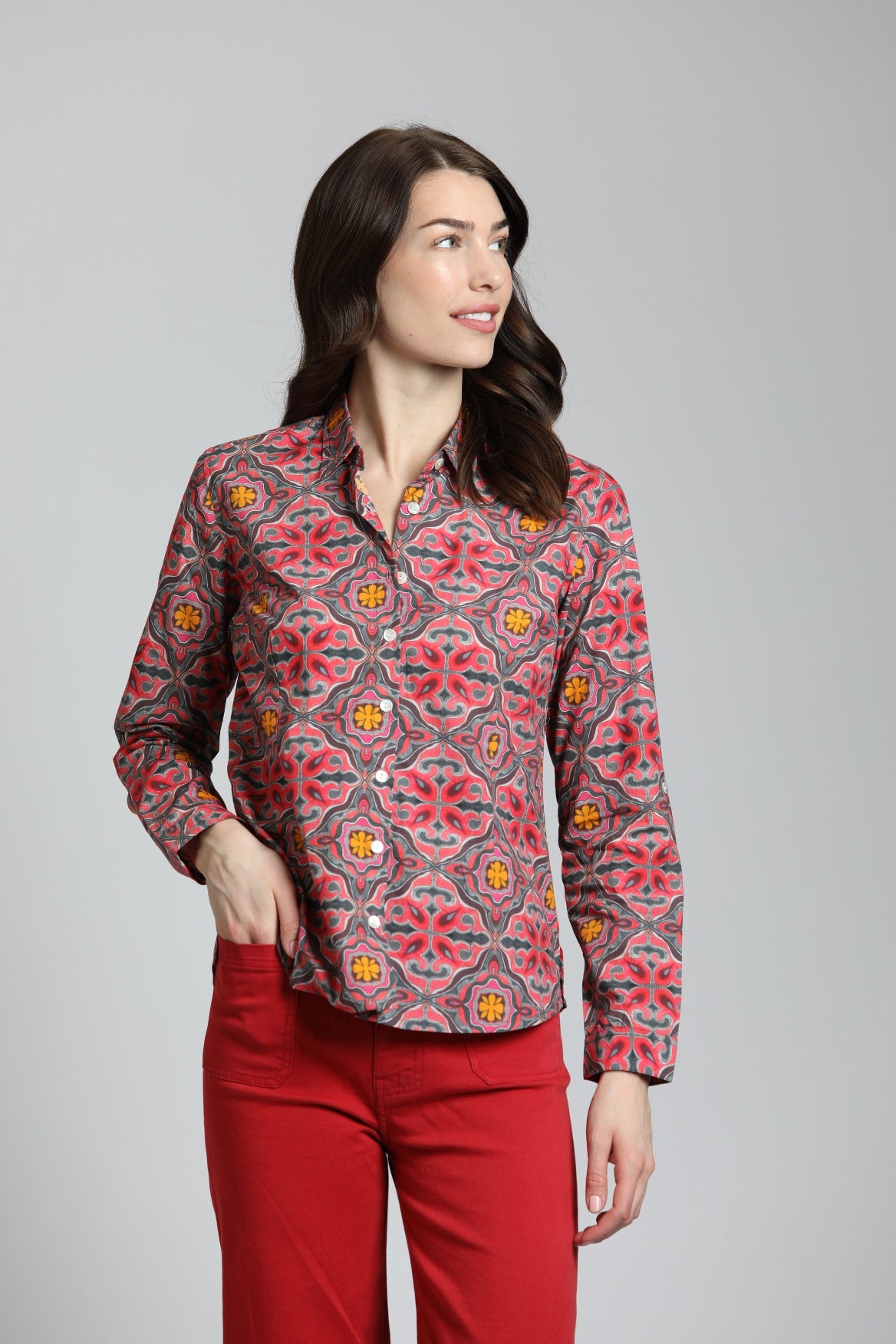 Decorative Paisley Medallion Print - Classic Button-up Shirt | front side