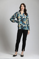 Subtle Bloom Pattern - Half Plaket Pullover Blouse