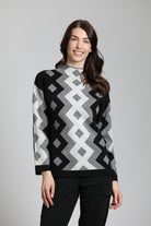 Argyle Sweater w/Funnel Neck | front side