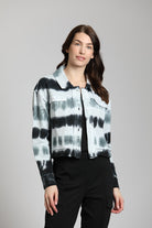 Shades of Gray Tie-Dyed Raw Edge Jacket | front side