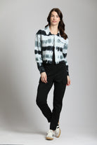 Shades of Gray Tie-Dyed Raw Edge Jacket | full side