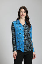 Marine Inspired Print Mix - Button Up Top | front side