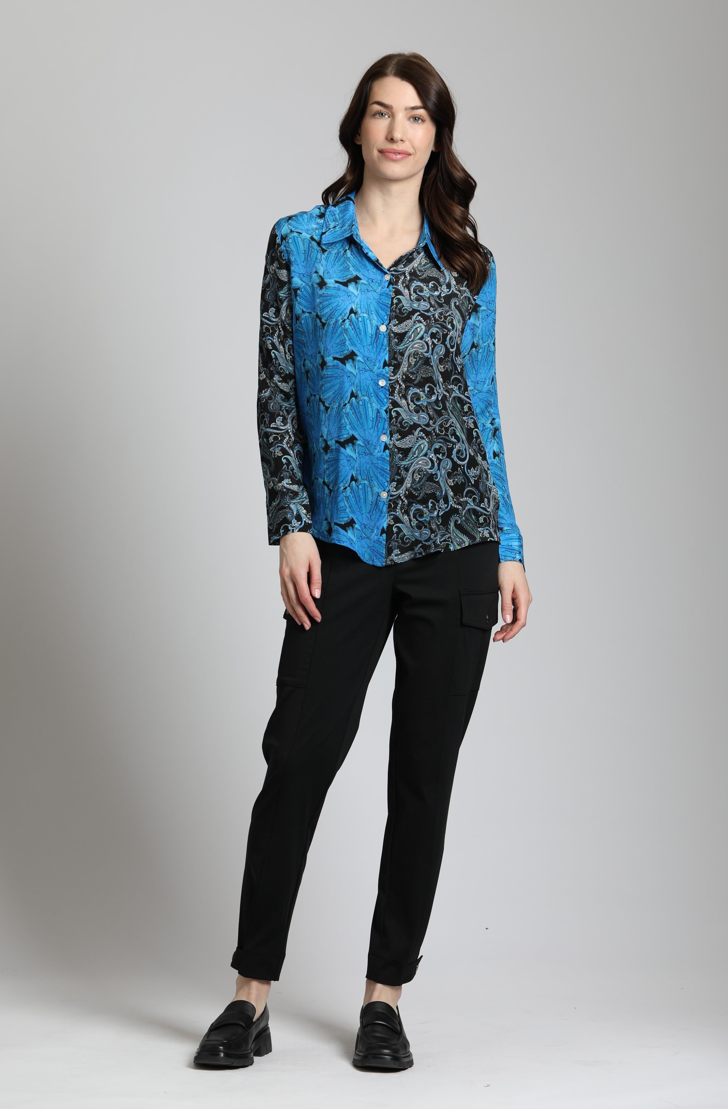 Marine Inspired Print Mix - Button Up Top | full