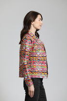 RAINBOW SQUIGGLE - Printed Denim Jacket | right side