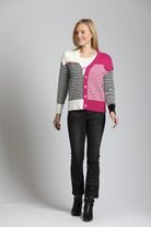 Color Block Cardigan With Whip Stitch Detail