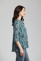 Abstract Ikat Print - V Neck With Tassel | right side