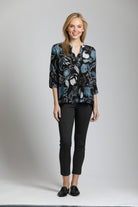 Modern Cerulean Bloom - V Neck With Tassel