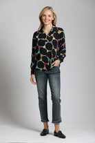 Colorful Dots Print - Half Plaket Pullover Blouse