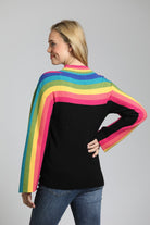 Rainbow Striped Funnel Neck Sweater | back side