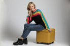 Rainbow Striped Funnel Neck Sweater