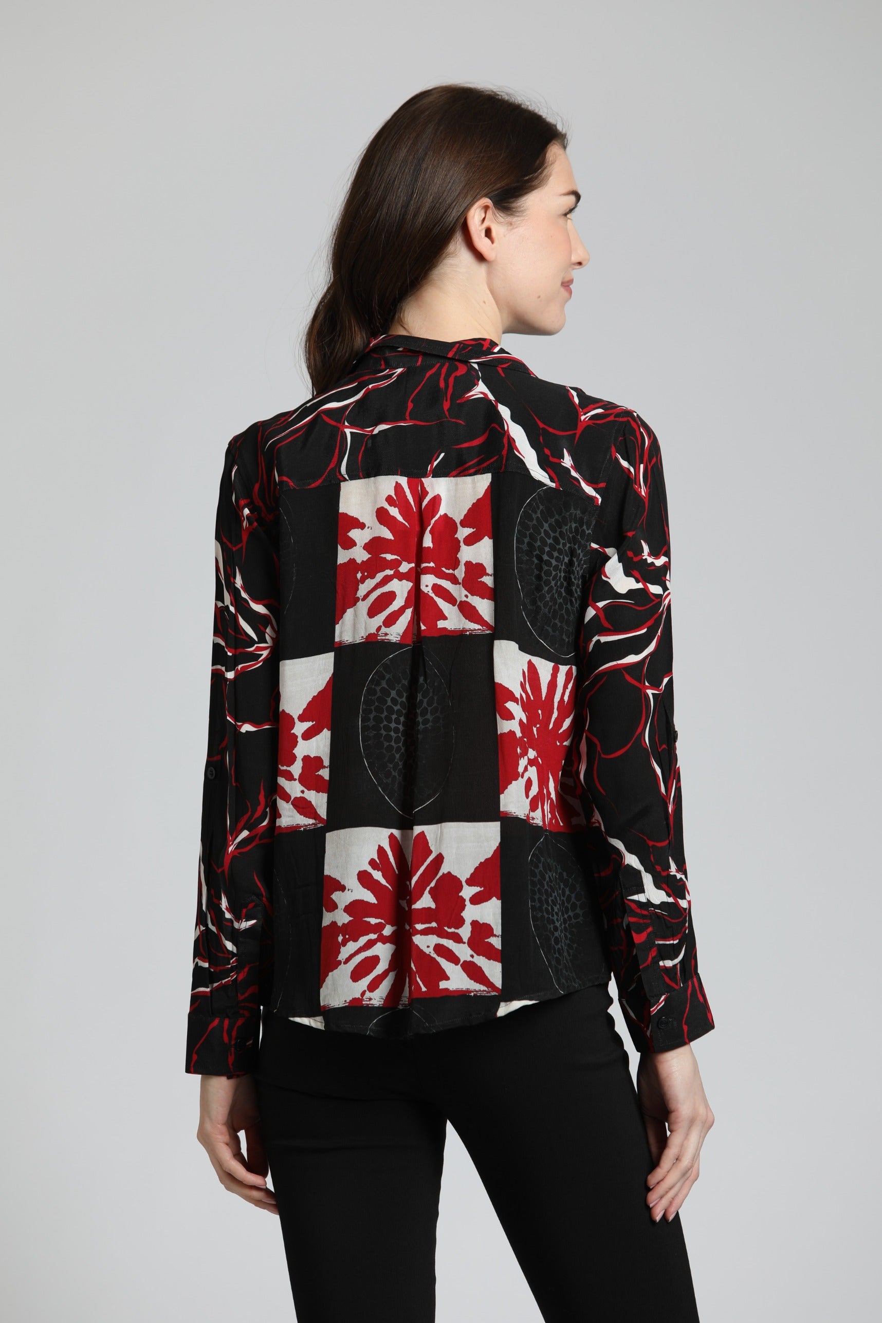 Abstract Brushstroke Patterns - Button Up Top | back side