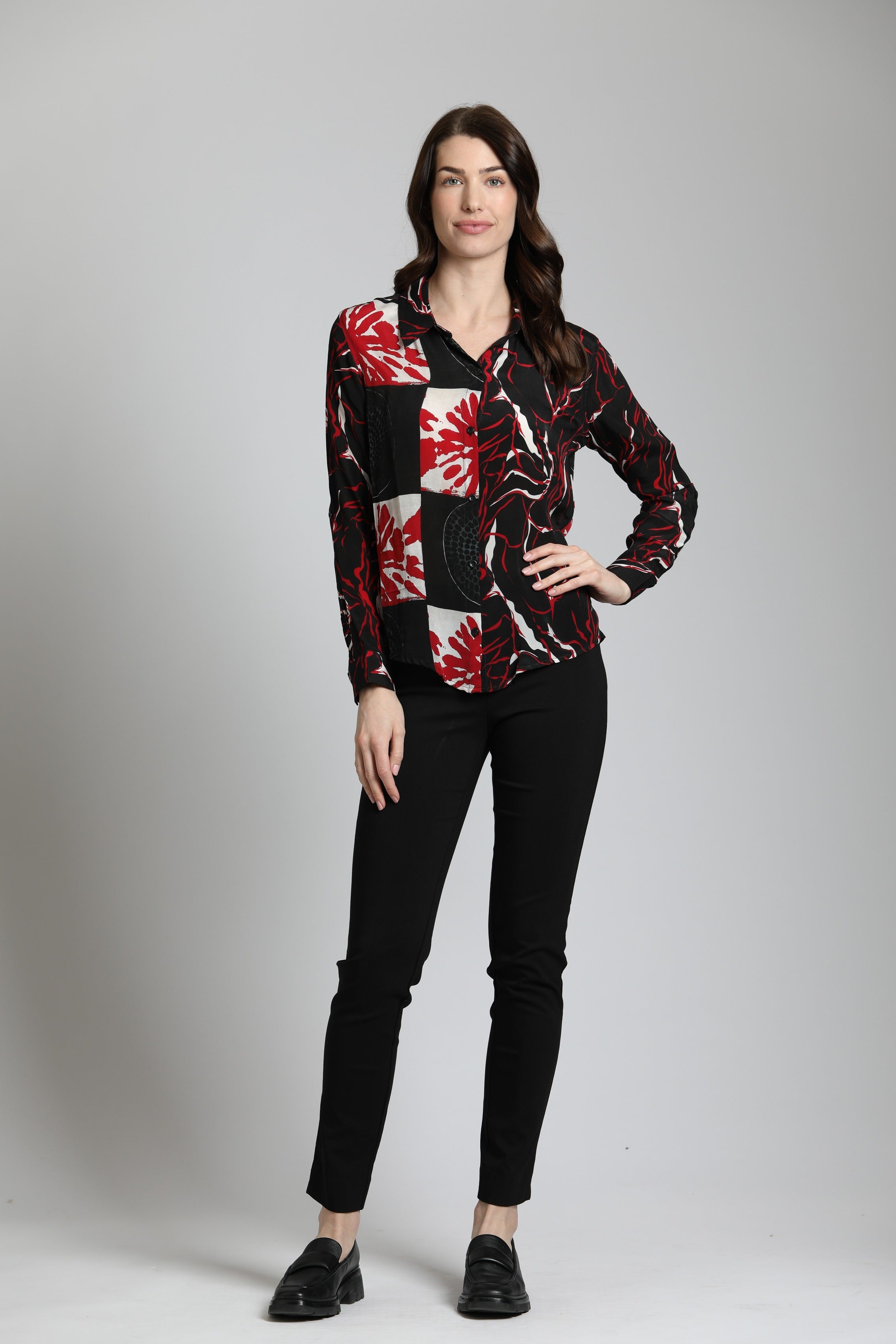 Abstract Brushstroke Patterns - Button Up Top | full side