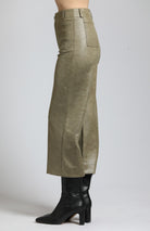 Vegan Leather Wide Leg Pant With Patch Pockets | left side