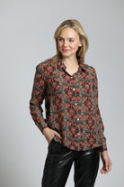 Paisley With Contrast Back - Button up Top | front side