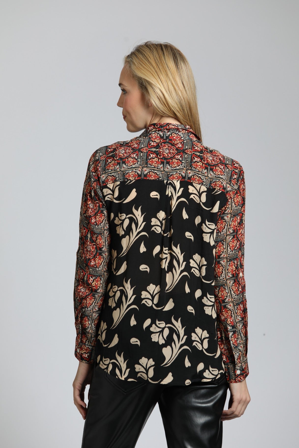 Paisley With Contrast Back - Button up Top | back side