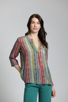 Brushstroke Dotted Line Print - V Neck Tassel | Front side