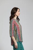 Brushstroke Dotted Line Print - V Neck Tassel  | right side