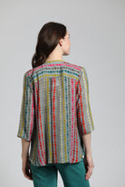 Brushstroke Dotted Line Print - V Neck Tassel  | back side