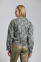 Scribble Abstract Printed Shirt Jacket With Patch Pockets | back side