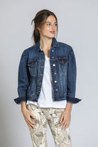 Medium Indigo Puff Sleeve Jean Jacket | front side