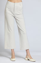 Ponte Cropped Wide Leg Pant With Patch Pocket - white | front side