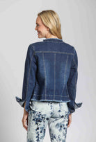 INDIGO Collarless Jean Jacket | back side